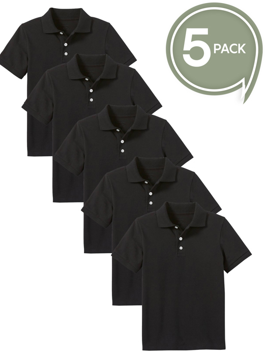5-Pack School Uniform Tagless Polo Tshirt for Little Boys & Big Boys